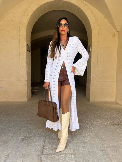 SHORT COURO KIM MARROM